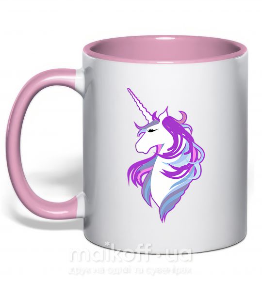 Чашка з кольоровою ручкою Violet unicorn Ніжно рожевий фото