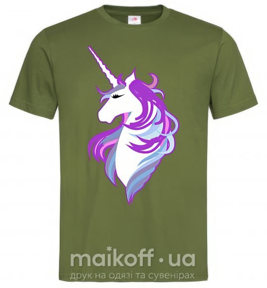 Мужская футболка Violet unicorn Оливковый фото