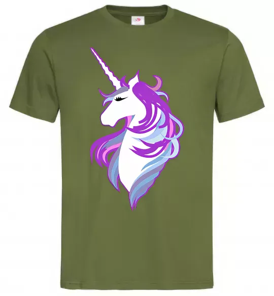 Мужская футболка Violet unicorn Оливковый фото