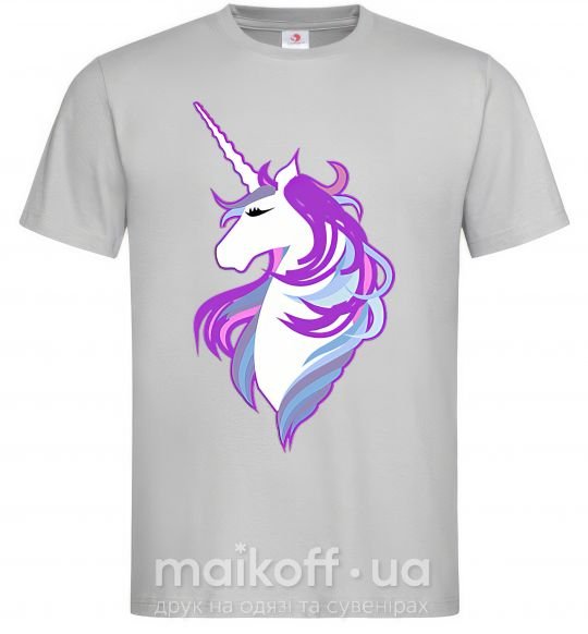 Мужская футболка Violet unicorn Серый фото