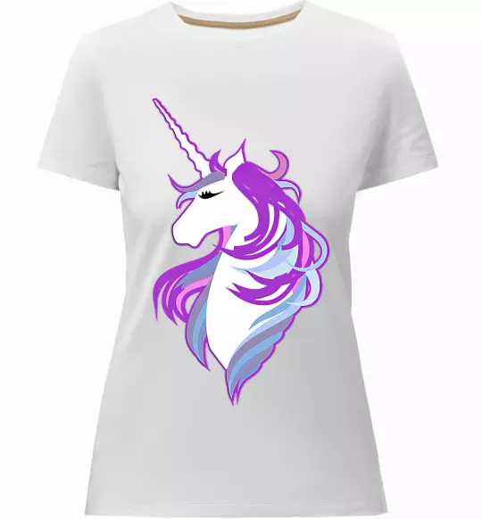 Женская премиум футболка Violet unicorn Белый фото