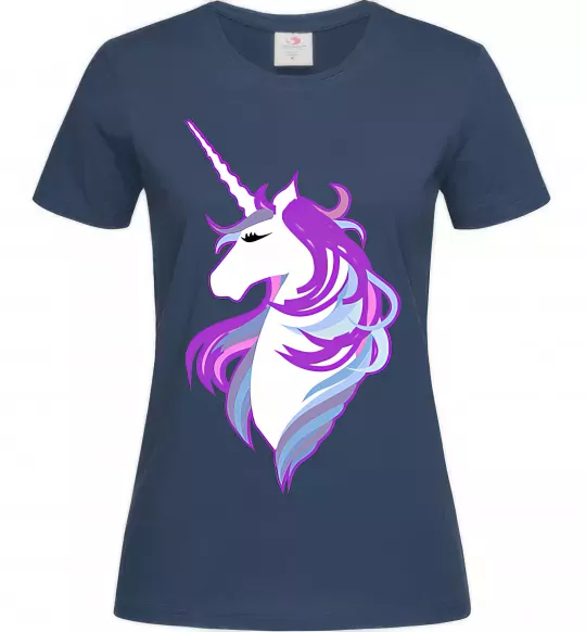 Жіноча футболка Violet unicorn Темно-синій фото