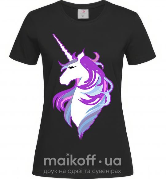 Жіноча футболка Violet unicorn Чорний фото