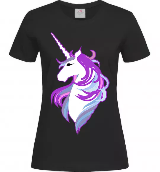 Жіноча футболка Violet unicorn Чорний фото