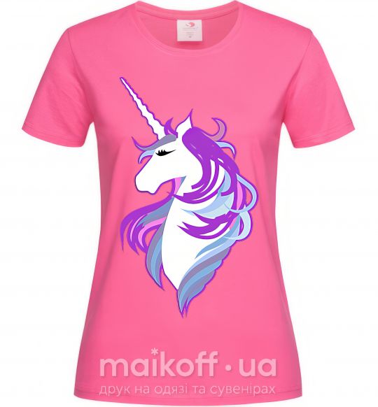 Жіноча футболка Violet unicorn Яскраво-рожевий фото