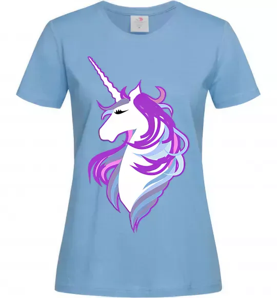 Жіноча футболка Violet unicorn Блакитний фото