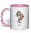 Чашка з кольоровою ручкою Дракон Иероглиф Ніжно рожевий фото