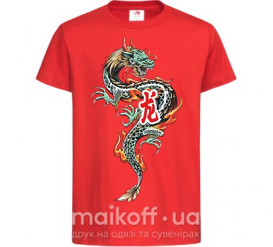 Детская футболка Дракон Иероглиф Красный фото