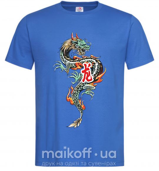 Мужская футболка Дракон Иероглиф Ярко-синий фото