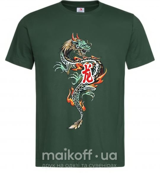 Чоловіча футболка Дракон Иероглиф Темно-зелений фото