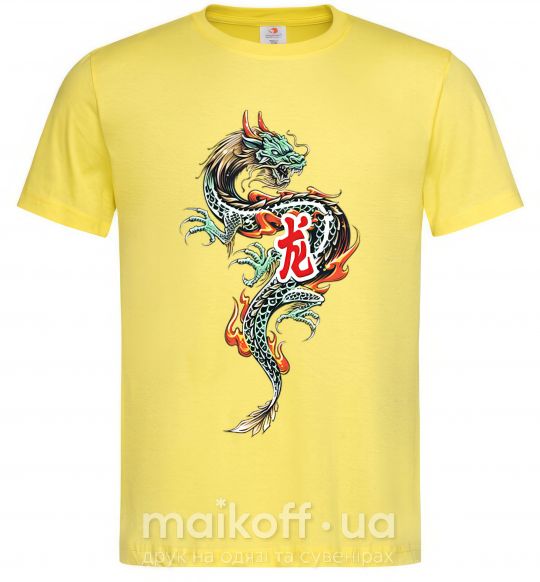 Мужская футболка Дракон Иероглиф Лимонный фото