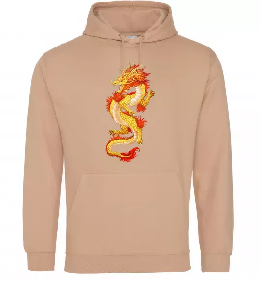 Чоловіча толстовка (худі) Yellow-red dragon Пісочний фото