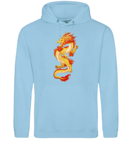 Мужская толстовка (худи) Yellow-red dragon Голубой фото