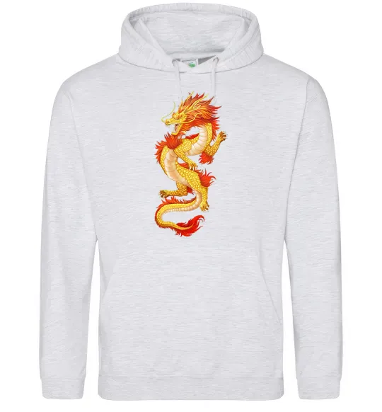 Жіноча толстовка (худі) Yellow-red dragon Сірий меланж фото