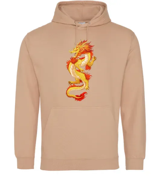 Жіноча толстовка (худі) Yellow-red dragon Пісочний фото