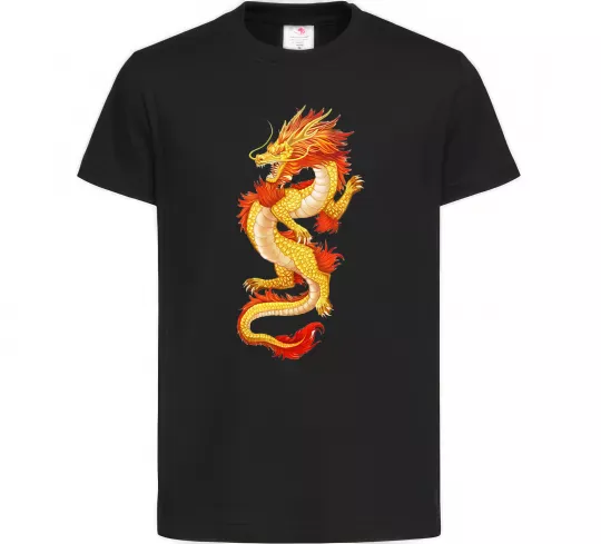 Детская футболка Yellow-red dragon Черный фото
