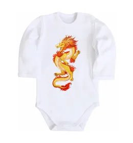 Детский боди Yellow-red dragon Белый фото