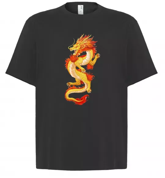 Футболка Оверсайз Yellow-red dragon Черный фото