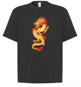 Футболка Оверсайз Yellow-red dragon Черный фото