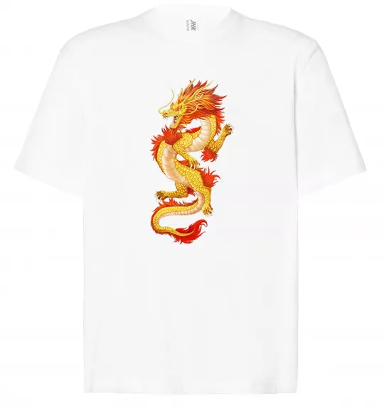 Футболка Оверсайз Yellow-red dragon Белый фото