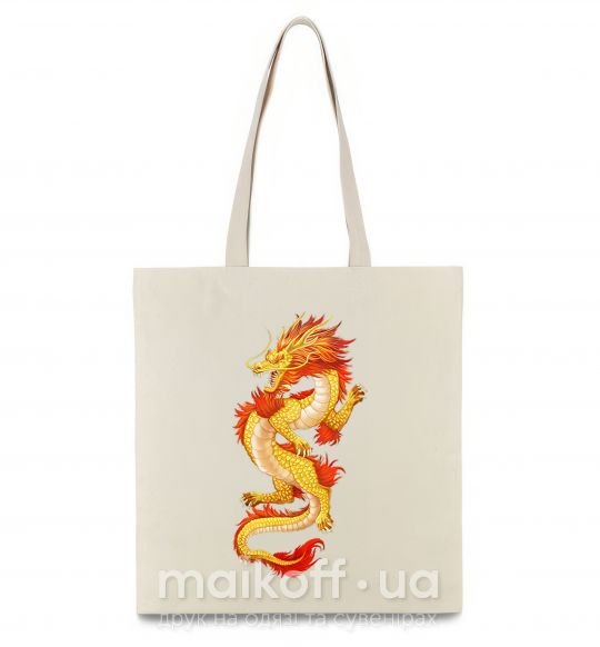 Эко-сумка Yellow-red dragon Бежевый фото