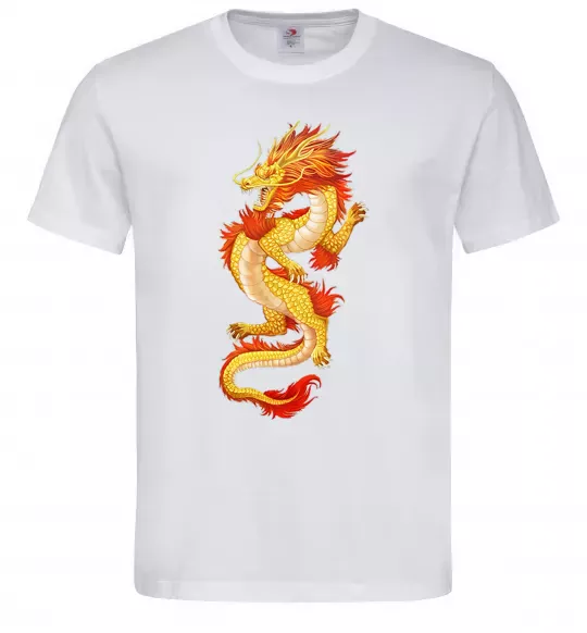 Мужская футболка Yellow-red dragon Белый фото