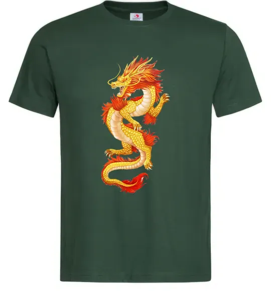 Мужская футболка Yellow-red dragon Темно-зеленый фото