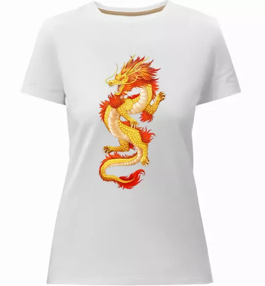 Жіноча преміум футболка Yellow-red dragon Білий фото