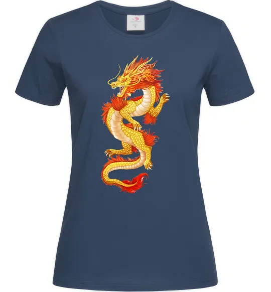 Жіноча футболка Yellow-red dragon Темно-синій фото