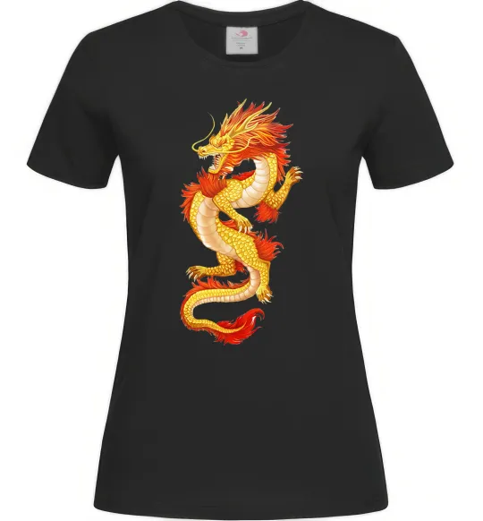 Жіноча футболка Yellow-red dragon Чорний фото