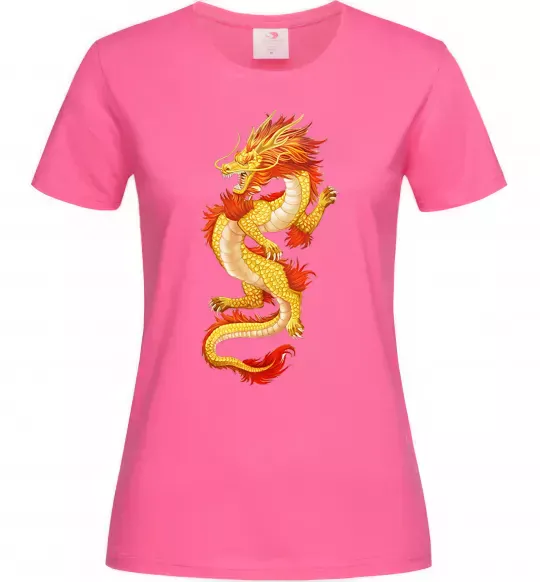 Жіноча футболка Yellow-red dragon Яскраво-рожевий фото