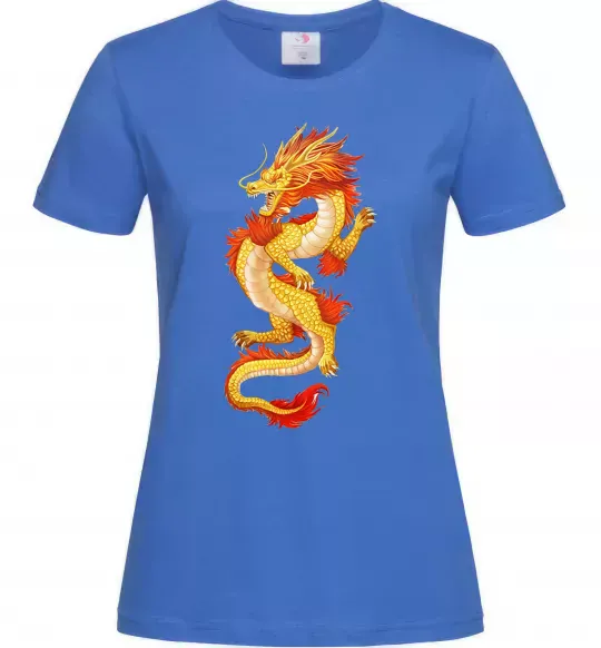 Жіноча футболка Yellow-red dragon Яскраво-синій фото