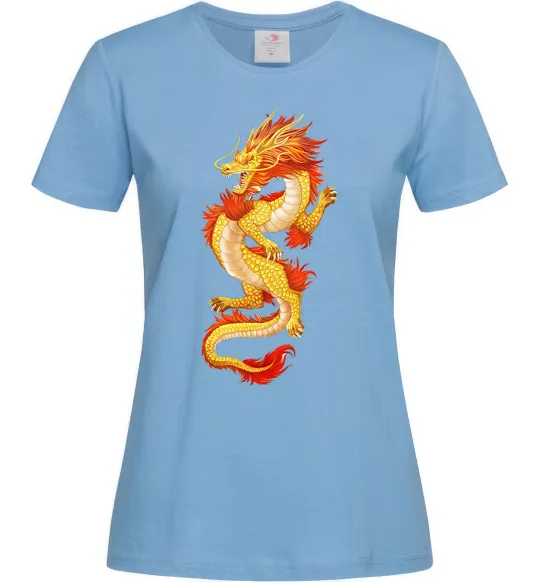 Жіноча футболка Yellow-red dragon Блакитний фото