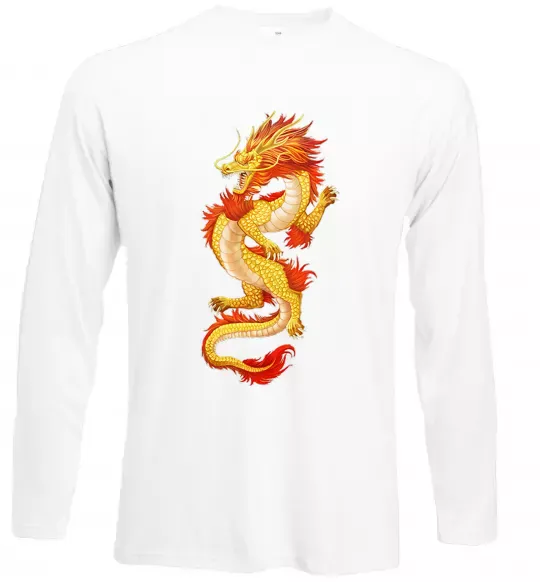 Лонгслів Yellow-red dragon Білий фото
