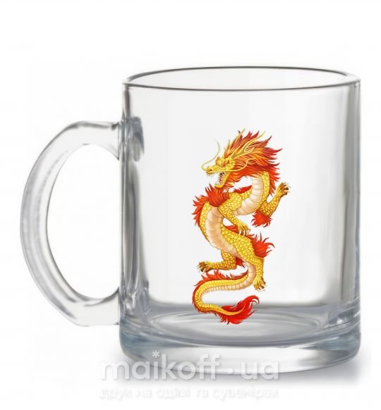Чашка стеклянная Yellow-red dragon Прозрачный фото