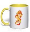 Чашка з кольоровою ручкою Yellow-red dragon Сонячно жовтий фото