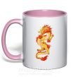 Чашка з кольоровою ручкою Yellow-red dragon Ніжно рожевий фото