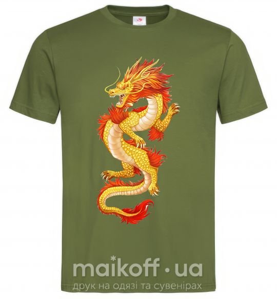 Чоловіча футболка Yellow-red dragon Оливковий фото