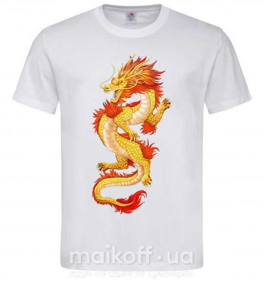 Мужская футболка Yellow-red dragon Белый фото
