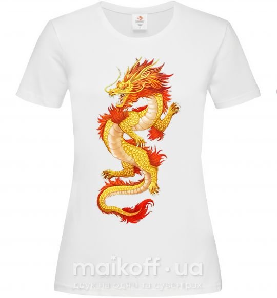 Женская футболка Yellow-red dragon Белый фото