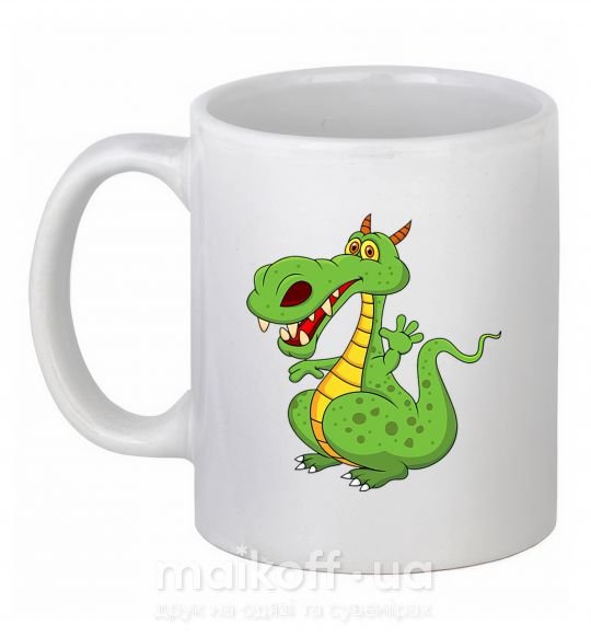 Чашка керамическая Мультяшный дракон Белый фото
