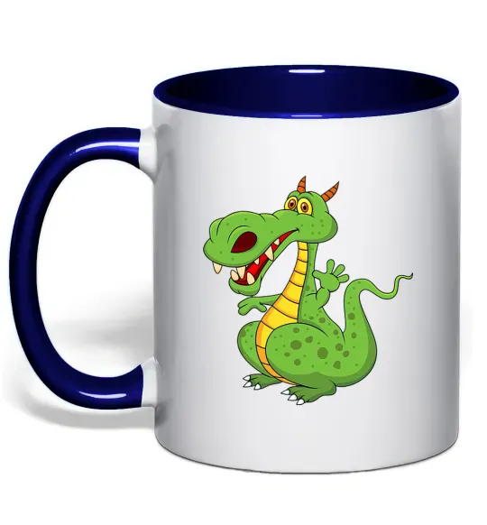 Чашка з кольоровою ручкою Мультяшний дракон Глибокий темно-синій фото