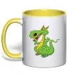 Чашка с цветной ручкой Мультяшний дракон Лимонный Чашка с цветной ручкой Мультяшний дракон Лимонный фото