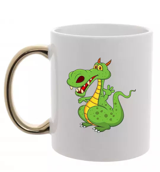 Чашка з кольоровою ручкою Мультяшний дракон Золото фото