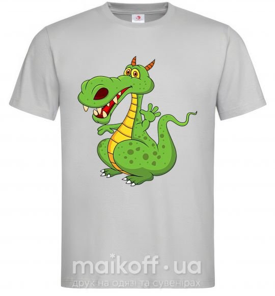 Мужская футболка Мультяшный дракон Серый фото