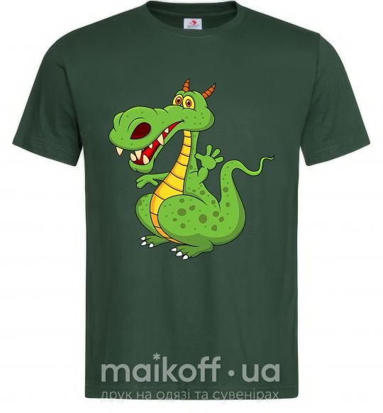 Мужская футболка Мультяшный дракон Темно-зеленый фото