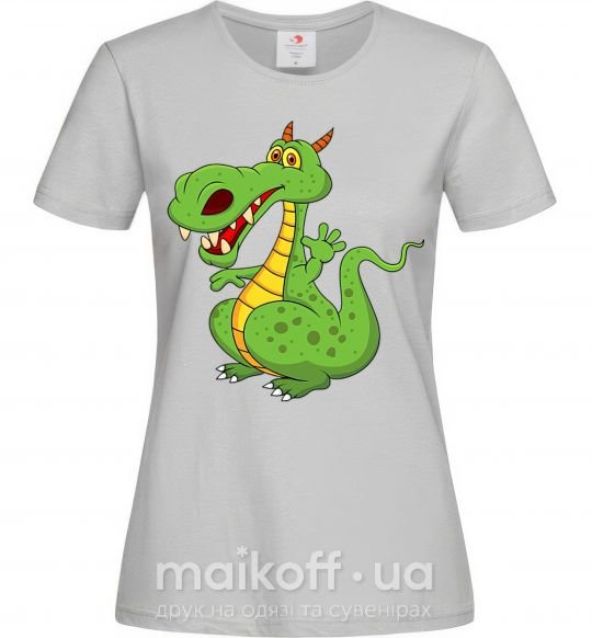 Женская футболка Мультяшный дракон Серый фото
