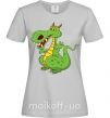 Жіноча футболка Мультяшный дракон Сірий фото
