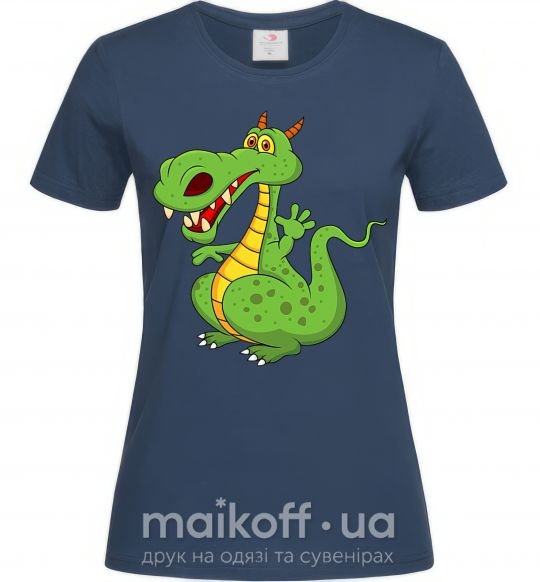 Жіноча футболка Мультяшный дракон Темно-синій фото