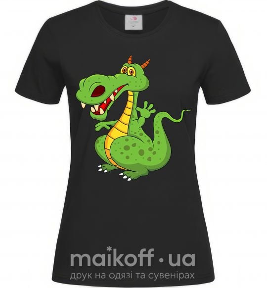 Жіноча футболка Мультяшный дракон Чорний фото